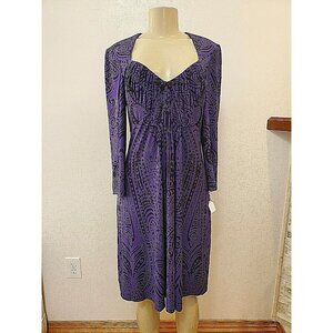 MUSE LADIES PURPLE LONG SLEEVE STRETCH  DRESS SIZE 10 #213